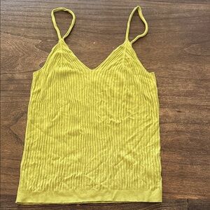 Anthropologie Ribbed V-Neck Spaghetti Strap Camisole - Chartreuse